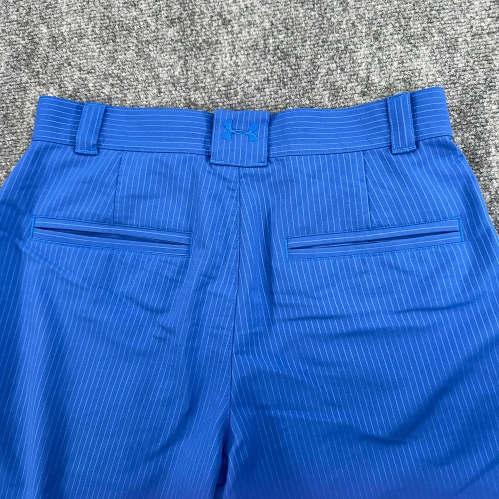 Under Armour Shorts Mens 30‎ Blue Pinstripe Flat Front Golf Stretch